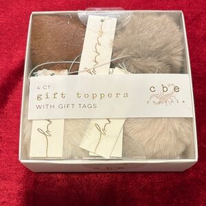 CBE Gift Toppers with Tags not opened fur puffs set of 4